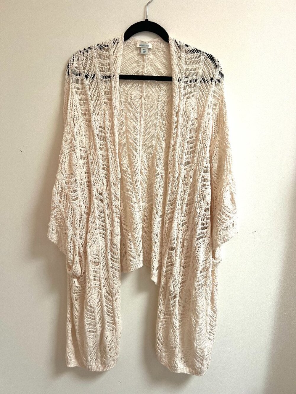 Sundance Cream Open Knit Crochet Draped Kimono Cardigan Size M/L